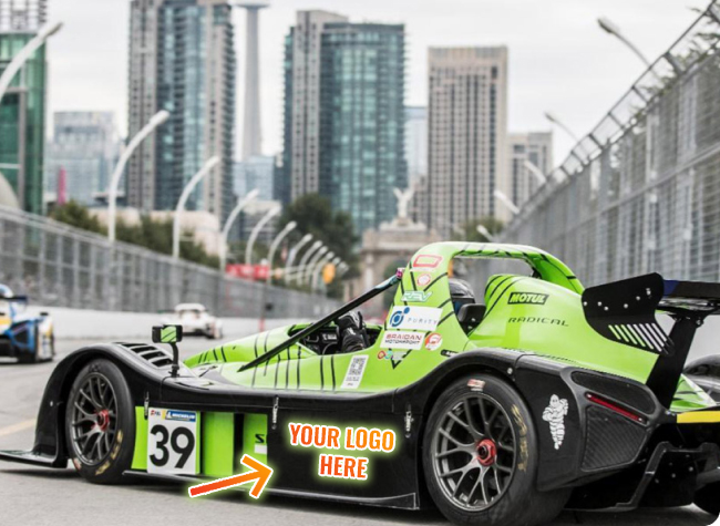 team-earle Team Earle’s #39 Radical SR3 XX, painted green and turning onto a Toronto street with skyscrapers in the background